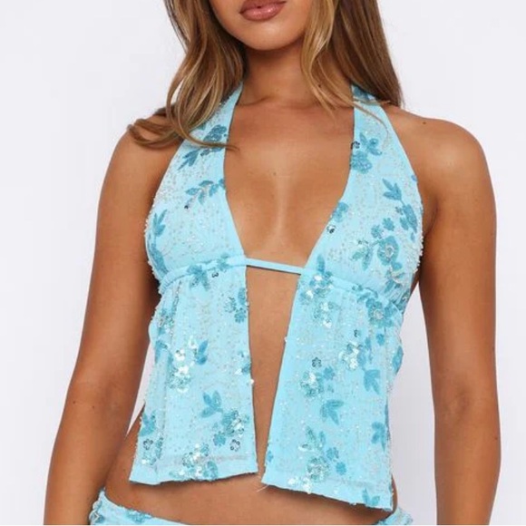 Capri Cove Beaded Top Baby Blue - Picture 2 of 9